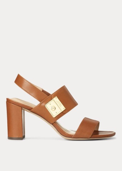 Sandalias Ralph Lauren Mujer Marrom Oscuro - Braidan Leather - DPXYO8675